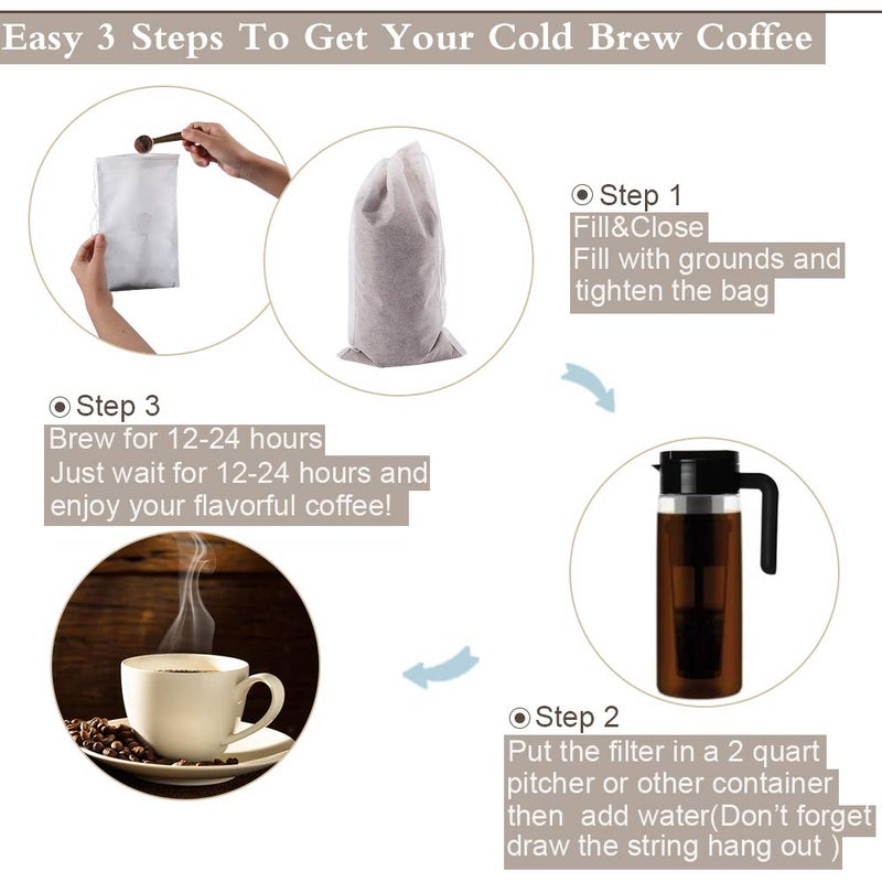 YQL Cold Brew Coffee Filter,50PCS 6X10 Inch No Mess Cold Brew Coffee Bags Disposable Mesh Brewing Bags Tea Filter Bag for Cold Brew Coffee or Tea(4x6/8x12inch Available) - Image 3